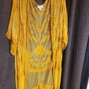 Dizzy Golden Embroidered Sheer Curtain